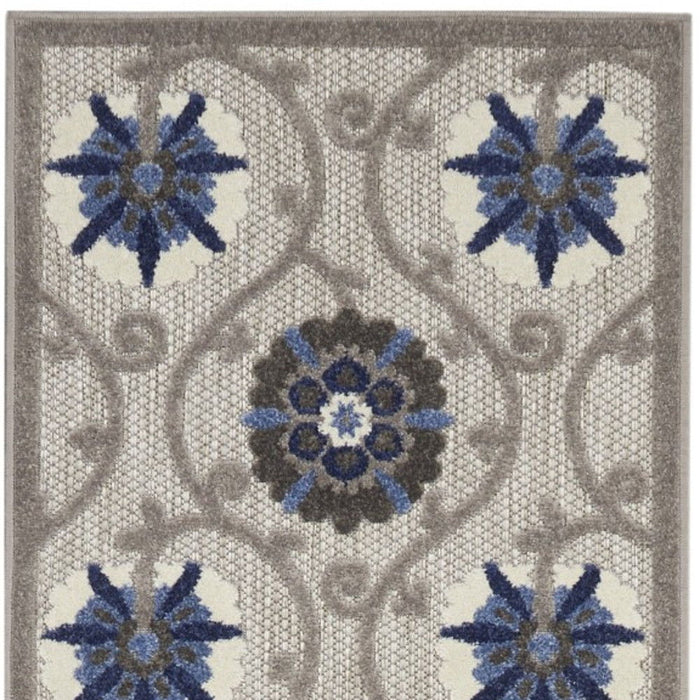 2’ X 12’ Indoor / Outdoor Runner Rug - Gray / Blue