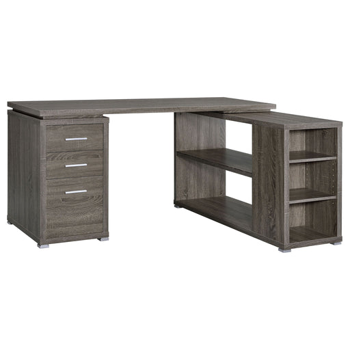 Tona - L-Shape Computer Desk With 3 Drawers And 5 Shelves Furniture Max
