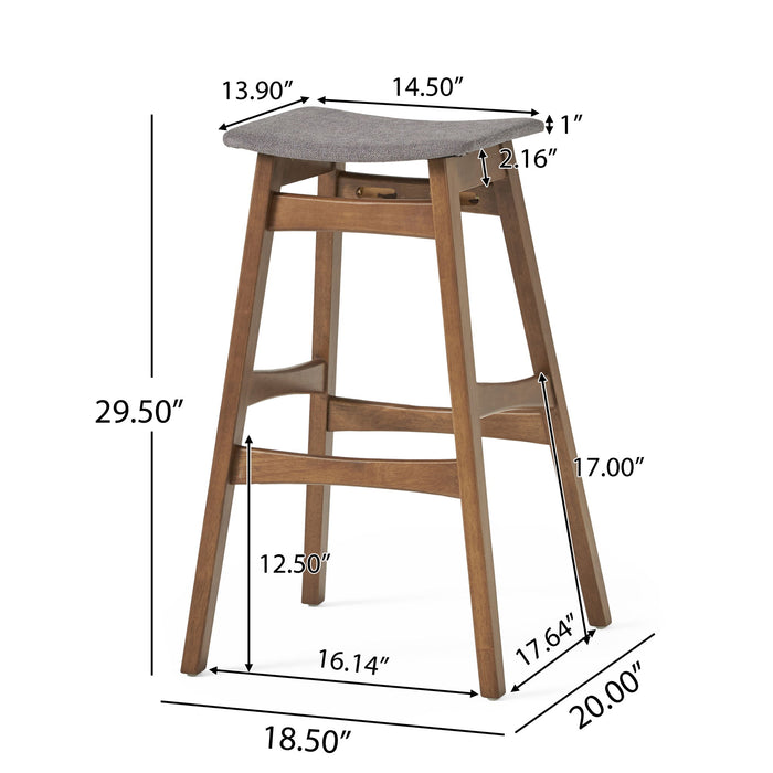 Mid Century Modern Bar Stool Set With Upholstered Seating Noble House