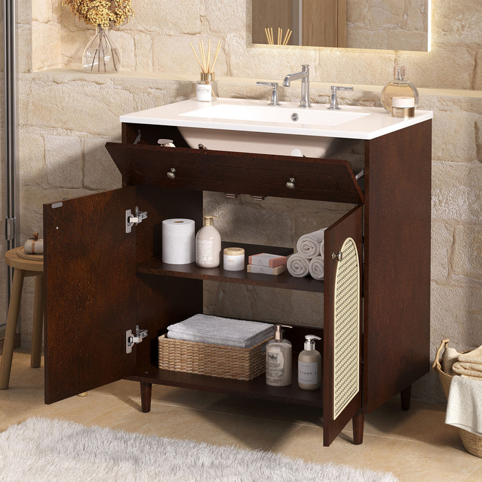 Modern Bathroom Vanity With Sink, Cabinet With Adjustable Shelf