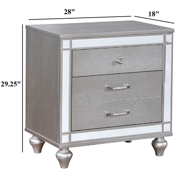 Contemporary Nightstand With Crocodile Textured Trim Home Essentials
