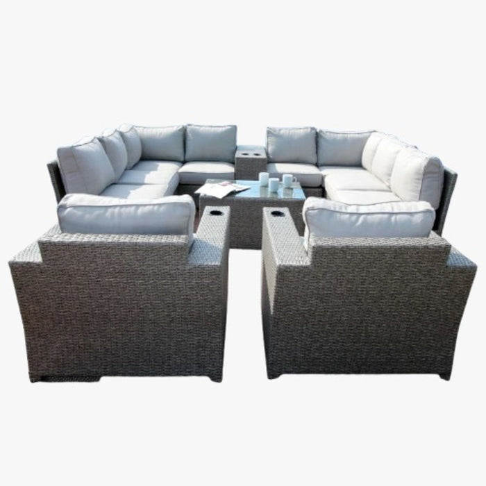 Outdoor Wicker Sectional With Weather Resistant Cushions And Table