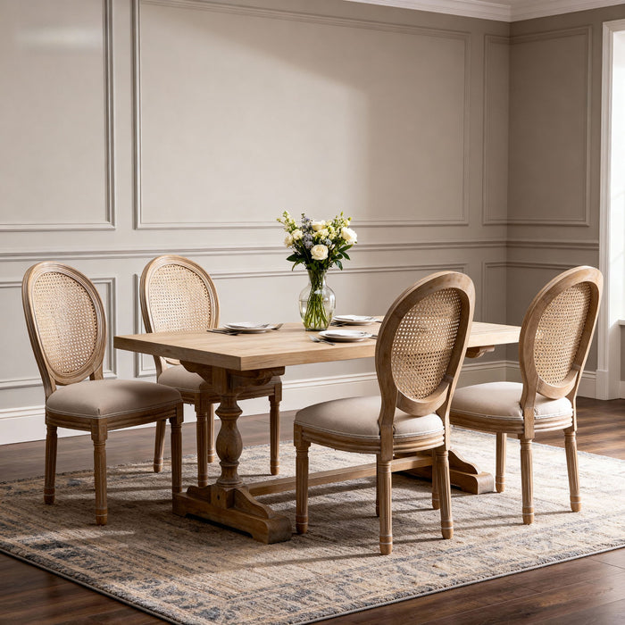Dining Chairs, Upholstered With Round Back (Set of 2) - Beige Home Essentials