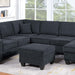 5 Piece Sectional Set With USB Port Left Arm Loveseat Chaise Right Arm Loveseat Corner Wedge Armless Chair Ottoman Upholstered - Black / Slate Home Essentials