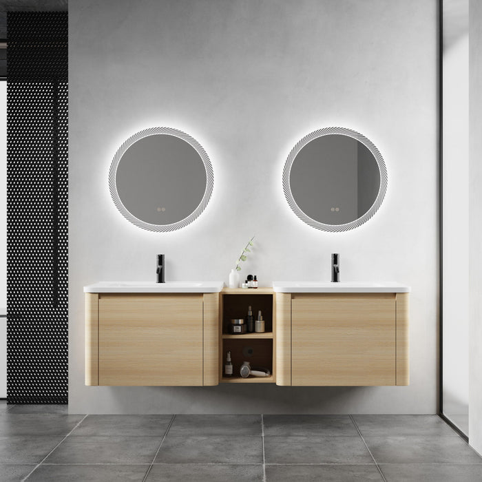 Wall Mounted Bathroom Vanity With Sink And Storage Shelves, Soft Close Doors Home Essentials