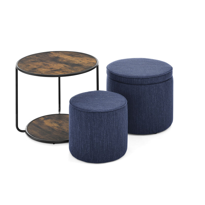 Multi Functional Ottoman And Table Set With Drum Stool