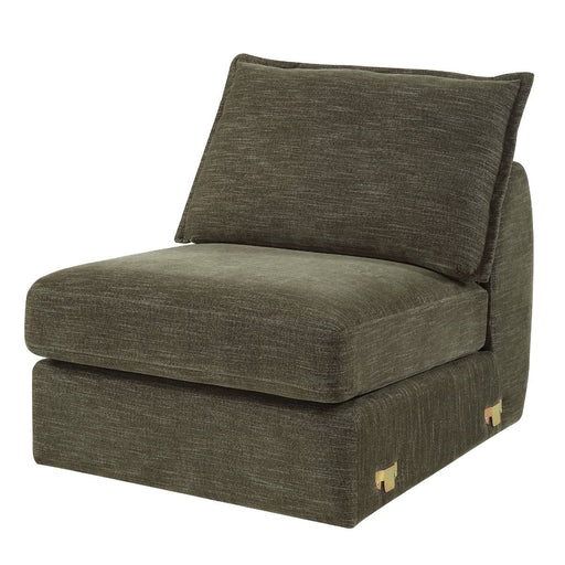 Leighton - Modular Armless Chair With 1 Pillow - Green Chenille ACME