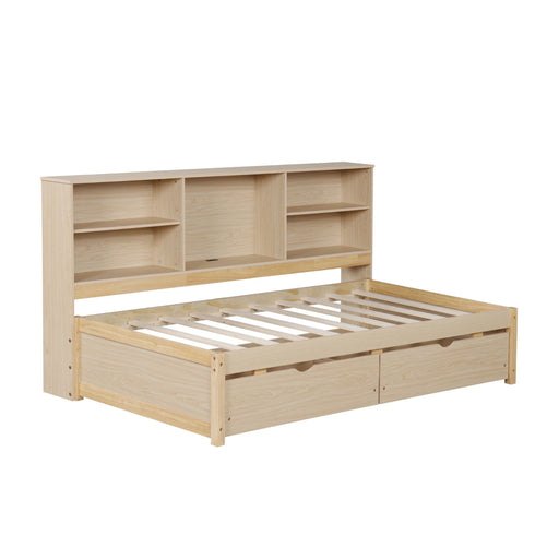 Bed Frame With Side Bookshelves, 2 Drawers, And Built In USB Port Home Essentials