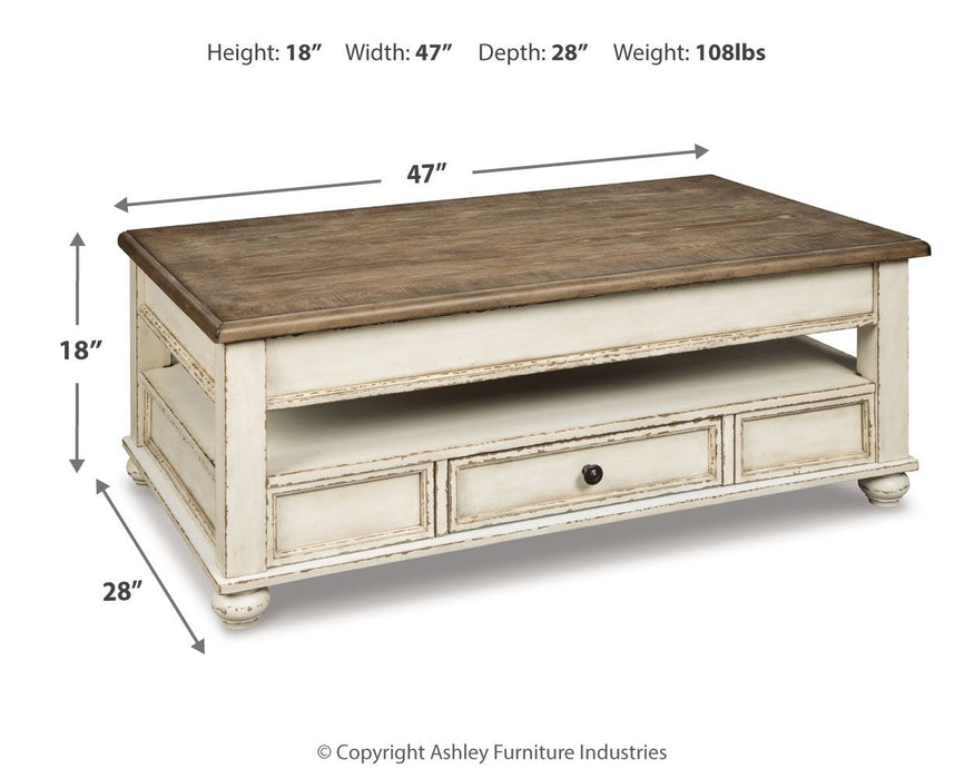 Realyn - Lift Top Cocktail Table - White / Brown Signature Design by Ashley®