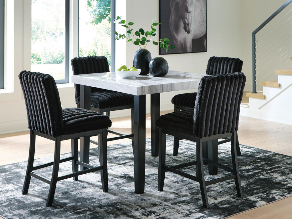 Mervannie - 5 Pc. - Counter Height Dining Table And 4 Barstools - Gray / Black Signature Design by Ashley®