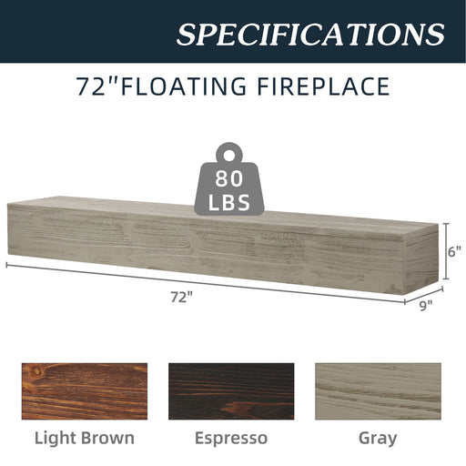 Rustic Wood Fireplace Mantel, Wall-Mounted & Floating Shelf For Home Decor Home Essentials