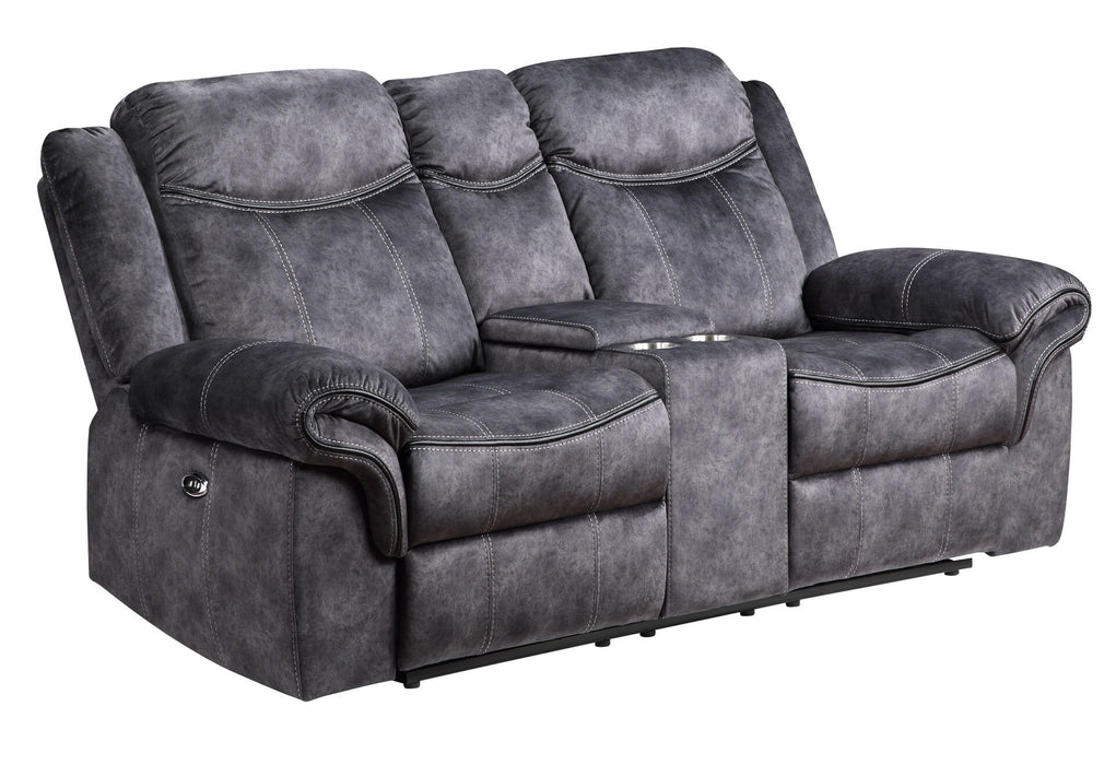 Microfiber Power Reclining Loveseat With Storage - Dark Gray