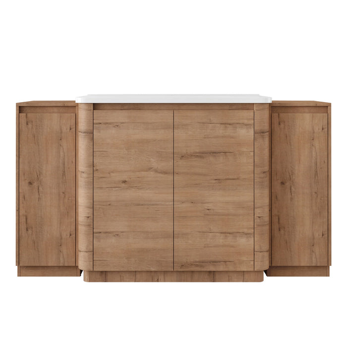 Freestanding Bathroom Vanity With Sink, 2 Small Storage Cabinets, Soft Close Doors Home Essentials