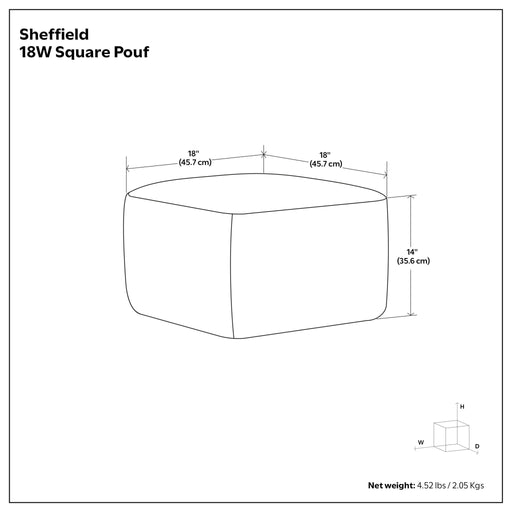 Sheffield - Square Pouf - Distressed Dark Brown Simpli-Home