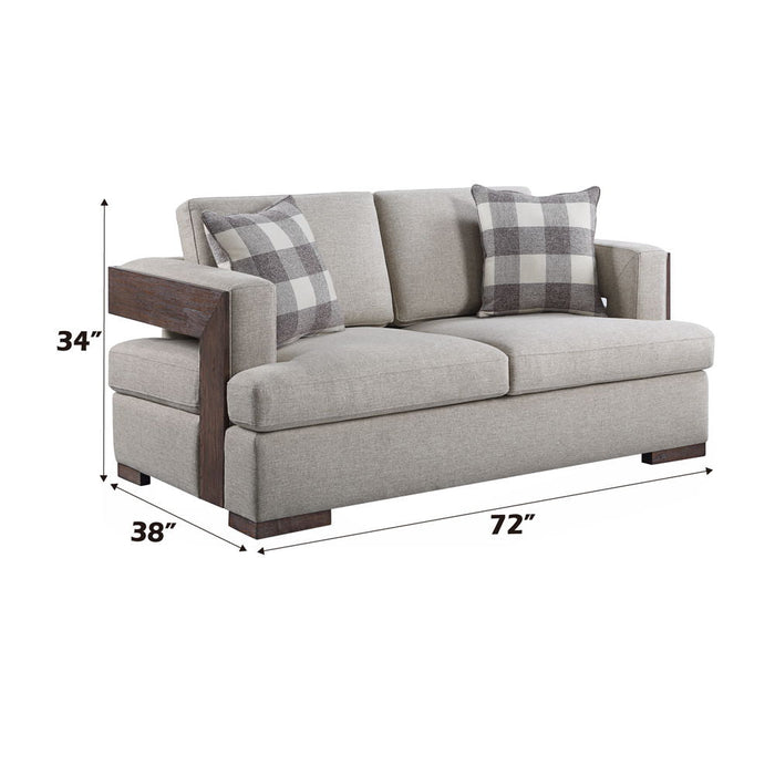 Niamey - Loveseat With 2 Pillows - Fabric & Walnut ACME