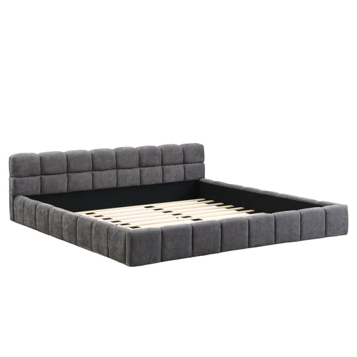Elegant Upholstered Bed With Checkerboard Design Noble House