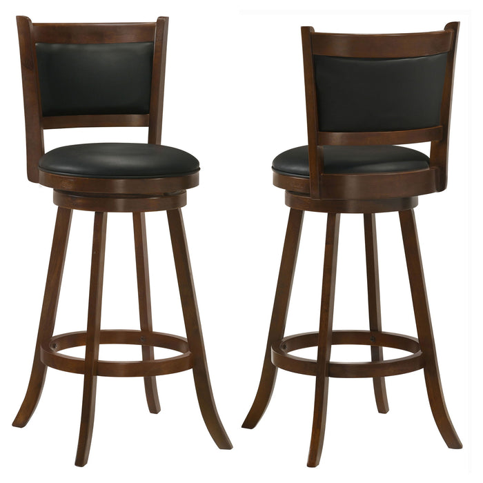 Swivel Stool With Upholstered Seat (Set of 2) - Black / Brown Furniture Max
