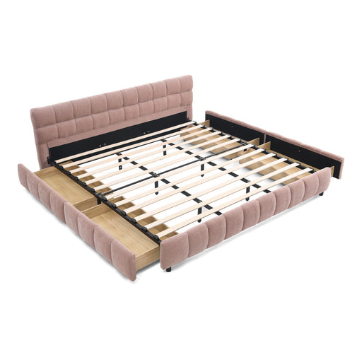 Modern Platform Bed Frame With Thick Fabric Home Essentials