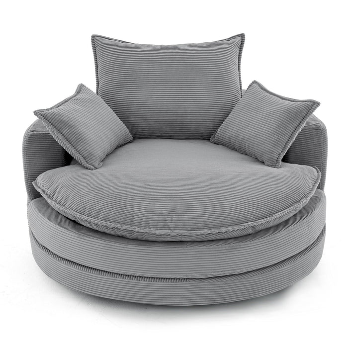 360° Swivel Accent Barrel Chair With Dual Layer Cushion And 3 Removable Pillows