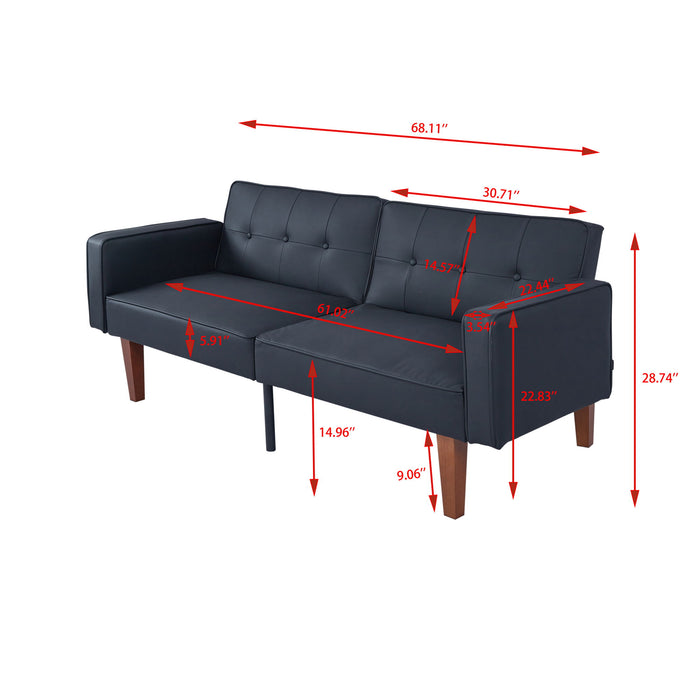 Convertible Futon Sofa Bed With Adjustable Split Back, Twin Size Sleeper Couch - Black Home Essentials