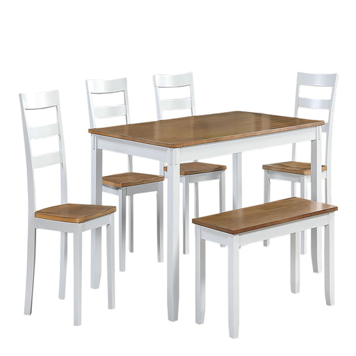 6 Piece Dining Set Table With 4 Side Chairs And Bench - Light Brown / White Home Essentials