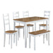 6 Piece Dining Set Table With 4 Side Chairs And Bench - Light Brown / White Home Essentials