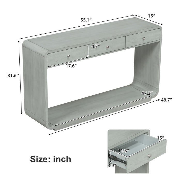 onsole Table With 3 Drawers And Display Shelf Noble House