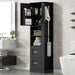 Freestanding Bathroom Storage Cabinet With Adjustable Shelves And Side Hooks Board, Rectangle Design Hearth and Haven
