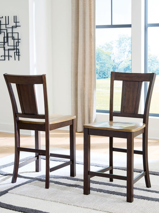 Rylandeen - Barstool (Set of 2) - Light Brown / Dark Brown Signature Design by Ashley®