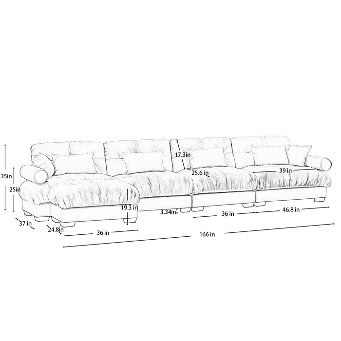 Super Comfort Oversized Modular Sectional Sofa With Movable Ottoman Home Essentials