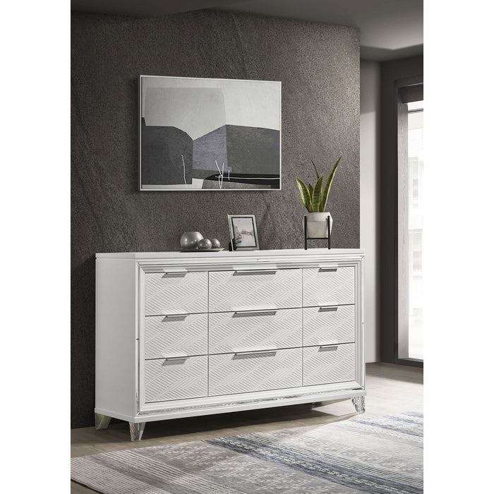 9 Drawer Dresser Cabinet With Picture Framed Fronts - White Furniture Max