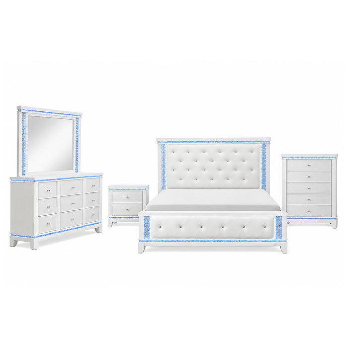 Adalid - 5 Pieces Bedroom Set With LED Lights And Glittered Detailing Global Furniture USA