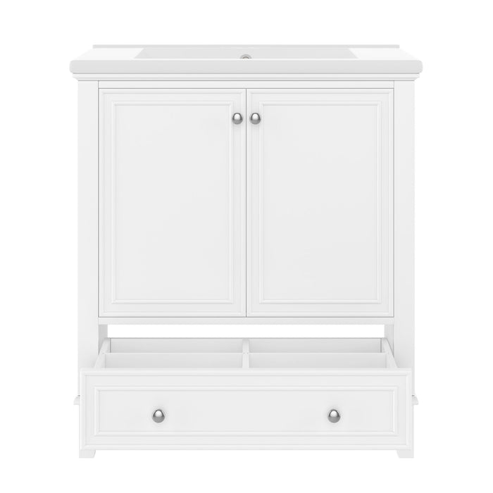 30" Bathroom Vanity With Sink Combo Undermount Sink, Cabinet With Doors And Drawer - White Hearth and Haven