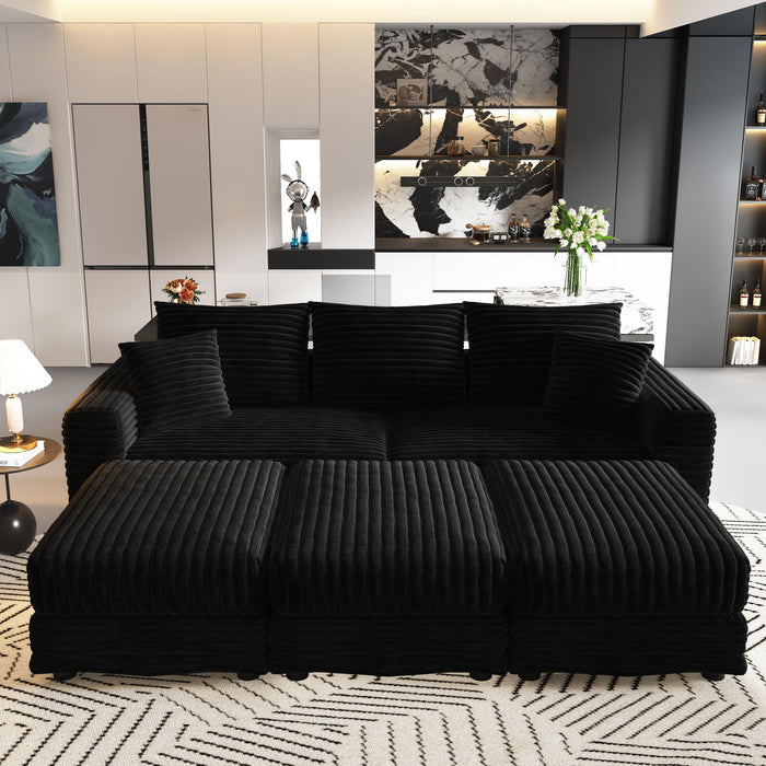 Deep Seat Convertible Sofa With Soft Pillows And Ottomans Home Essentials