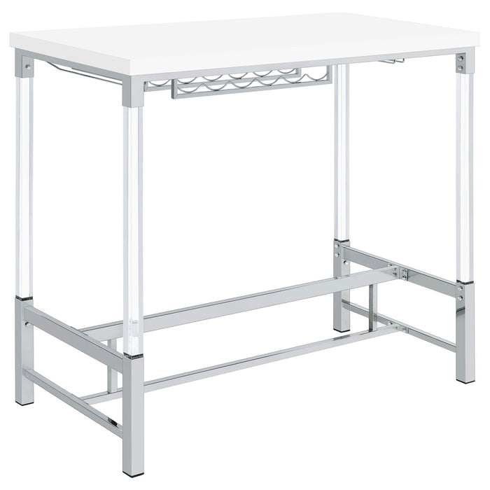 Tonneson - Bar Table With Trestle Base And Wine Storage - White Furniture Max