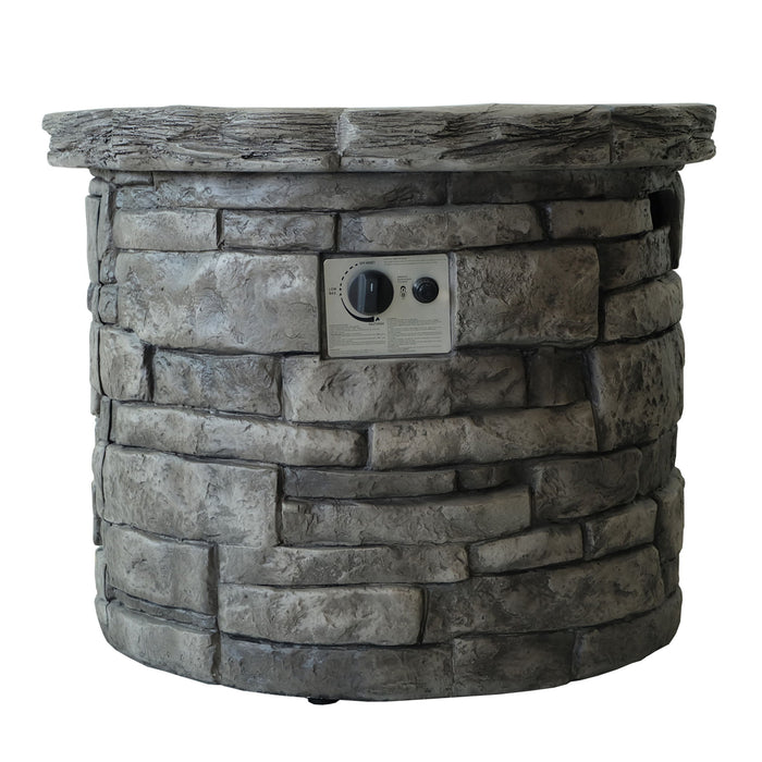 Contemporary Circular Fire Pit With 40, 000 Btu - Gray