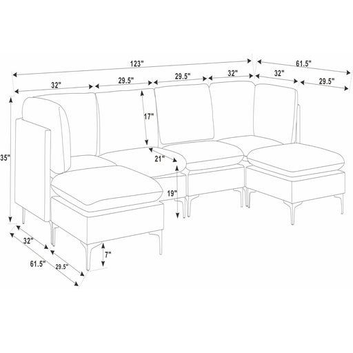 Upholstered Modular Sectional With Medium Firm Seat Cushion - Almond Home Essentials