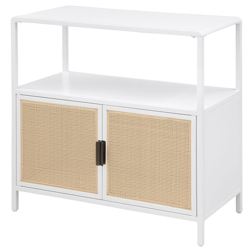 Kenneth - 2 Door Radio Weave Accent Cabinet - White Furniture Max