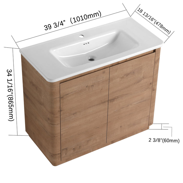 Freestanding Bathroom Vanity With Sink & 2 Soft Close Doors Home Essentials