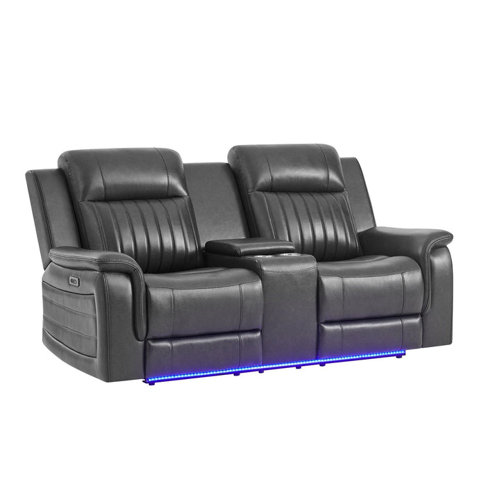 Ian - Power Reclining Sofa With LED Lighting, Surround Sound & Subwoofer - Charcoal Global Furniture USA