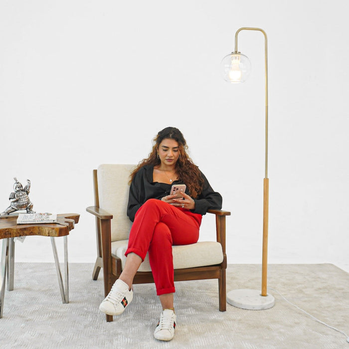 Tall Corner Floor Lamp For Living Room - White Ashcroft Furniture