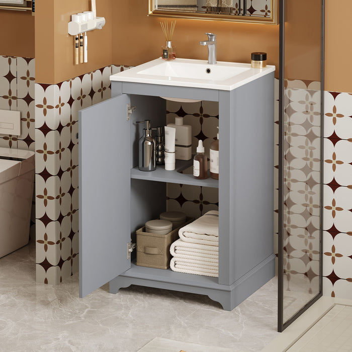 Bathroom Vanity With Sink, Freestanding Single Cabinet Set, Soft Close Door, Adjustable Shelf Hearth and Haven