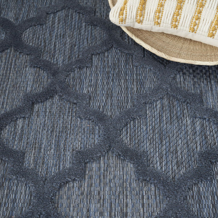 6' X 9' Geometric Flatweave Area Rug - Navy Blue