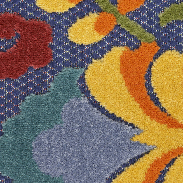 4' X 6' Floral Power Loom Area Rug - Blue / Yellow