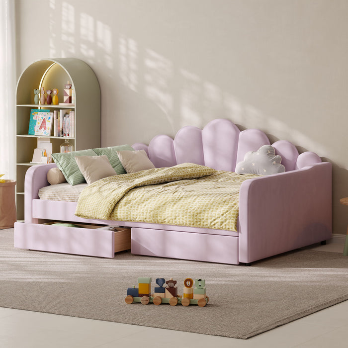 Shell Shaped Upholstered Daybed Frame With Slats Dreamland