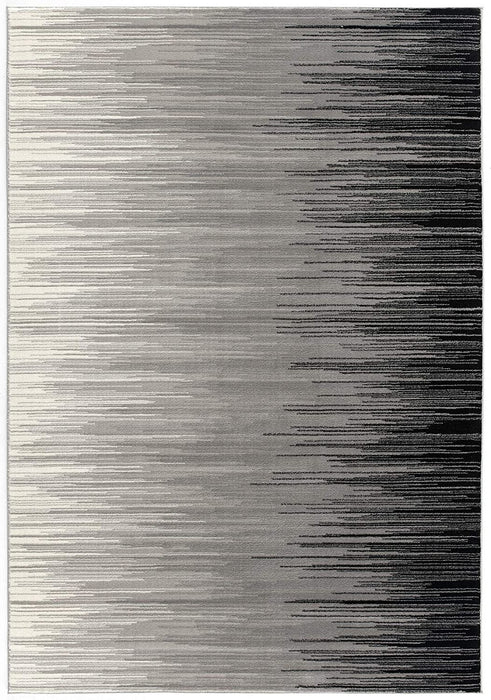 8' Striped Power Loom Runner Rug - Black