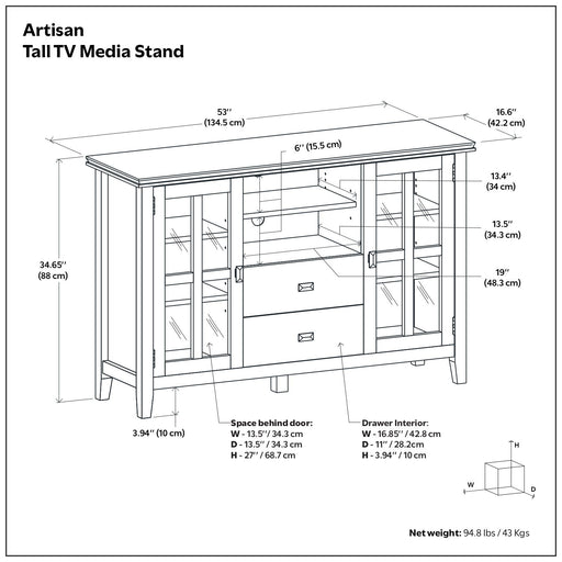 Artisan - TV Stand For TVs - Dark Brown Simpli-Home