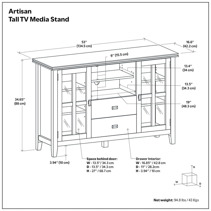 Artisan - Handcrafted, Tall TV Media Stand Simpli-Home