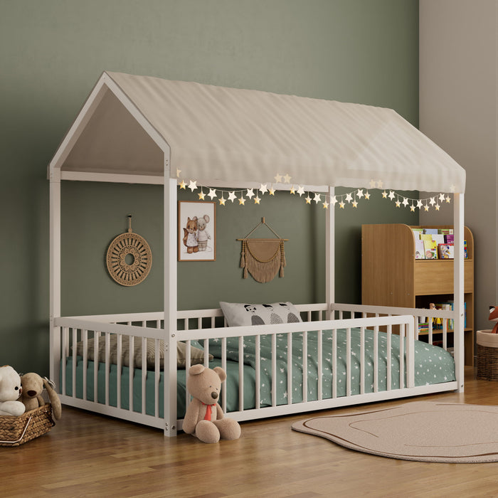 Montessori Floor Bed Frame With House Shape Hearth and Haven