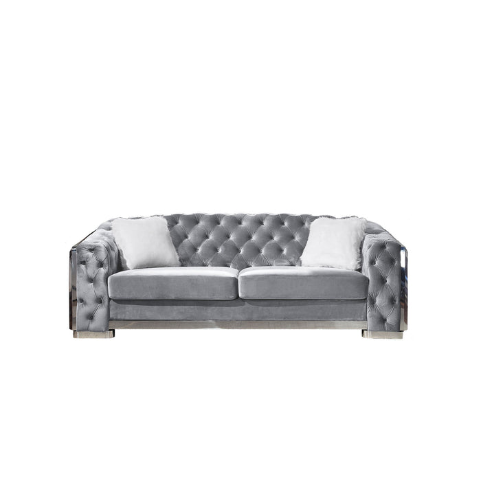 2 Seater Sofa With Button Tufted Diamond Grid & 2 Pillows For Living Room Home Essentials